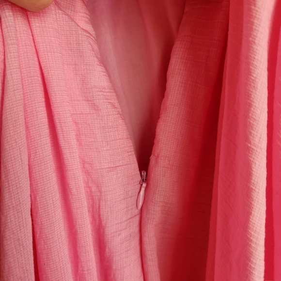 MABLE Ruffle Sleeve Cross-Back Tie-back Maxi Dress - Bubble Gum Pink - Picture 9 of 10